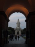 A view through the front gate toward the campanile